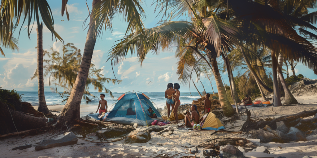 Camping a la plage pour paques Guadeloupe Martinique Guyane
